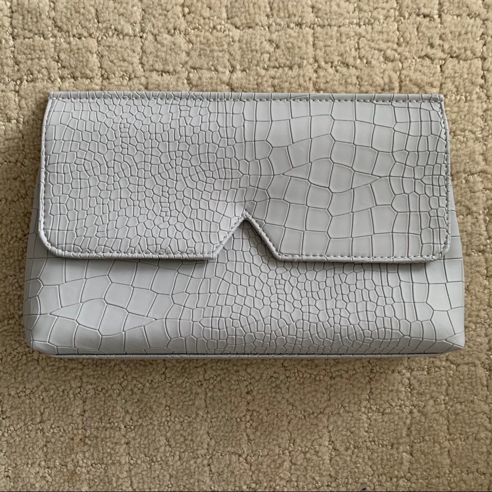 Faux Crocodile Grey Clutch